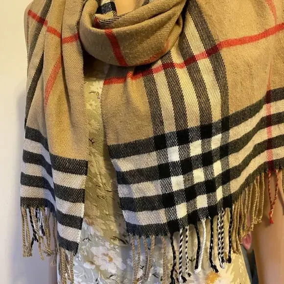 UnisexAdult Classic Check Scarf Multicolor Fringe Soft Unbranded Luxury Preppy - Picture 4 of 6